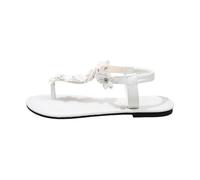 Puramala Infradito da donna con fiori 3D, piatti, stile bohémien, con elastico, comodi, antiscivolo, eleganti, con punta aperta, per vacanze sull'isola, Stile Y01 bianco, 40 EU