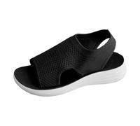 Puramala Sandali da donna con plateau con tomaia in maglia flessibile e suola altamente ammortizzante, sandali con zeppa traspiranti per lunghe visite e pavimentazioni irregolari, Stile O02 nero, 37