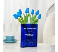 Puransen Vaso da fiori in acrilico per decorazione estetica della stanza, stile libro, per tavolo moderno, decorazione per la casa, adatto per ufficio, scrivania, camera da letto, soggiorno,