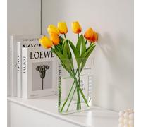 Puransen Vaso per fiori, vaso per fiori in acrilico trasparente, un libro sui fiori, decorazione unica per casa, camera da letto, ufficio (trasparente - B)