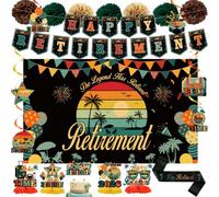 PURCAFT 22 decorazioni per feste di pensionamento Happy Retirement Banner sfondo da appendere vortici a nido d'ape centrotavola torta topper pompon Sach per The Legend has Retired forniture per feste