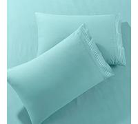 Pure Bedding Federe per cuscini king size, confezione da 2, color acqua, lussuose federe per cuscino in rasatello, in microfibra di alta qualità, morbide e traspiranti