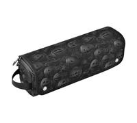 Pure Black Evil Halloween Pumpkin Hot Hair Tools Borsa da viaggio con tappetino in ferro a doppio strato custodia da viaggio per ferri da stiro, piastre, ferri arricciacapelli, oggetti essenziali da