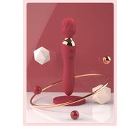 Pure Bliss - Vibratore Massaggiante Elegante in Silicone Rosa con Testina Ondulata, Vibrazioni Potenti Regolabili, Design Ergonomico e Ricaricabile, Accessorio Intimo Raffinato (Rosso)