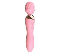 Pure Bliss - Vibratore Massaggiante Elegante in Silicone Rosa con Testina Ondulata, Vibrazioni Potenti Regolabili, Design Ergonomico e Ricaricabile, Accessorio Intimo Raffinato (Rosa)