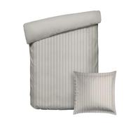 Pure Cotton Dobby - Set per letto singolo da 2 pezzi, copripiumino da 140 x 200 cm e federa da 63 x 63 cm, 100% raso di cotone, 200 fili, 120 g/m², certificato Oeko-TEX, colore: tortora