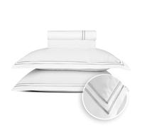 Pure Cotton Oeko-TEX, set di biancheria da letto matrimoniale, 4 pezzi, 100% raso di cotone, morbido, facile da stirare, copripiumino 230 x 290 cm, lenzuolo con angoli 180 x 200 x 30 cm, federa 2 x 50