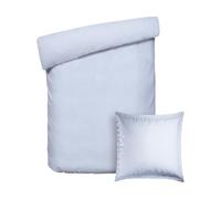 PURE COTTON Parure da letto 2 pezzi, copripiumino 135 x 200 cm e federa 80 x 80 cm, 100% percalle di cotone, 80 fili/cm², 122 GSM, traspirante, certificato OEKO-TEX - Orizzonte, blu chiaro