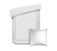 Pure Cotton Parure da letto 2 pezzi, copripiumino 135 x 200 cm e federa 80 x 80 cm - 100% raso di cotone, 80 fili/cm², 120 GSM, certificato Oeko-TEX, Silhouette, colore: tortora e bianco