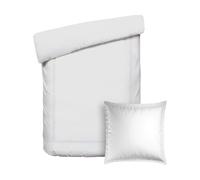 Pure Cotton Parure da letto 2 pezzi, copripiumino 135 x 200 cm e federa 80 x 80 cm, 100% raso di cotone, 80 fili/cm², 120 GSM, certificato Oeko-TEX, Silhouette, bianco/bianco