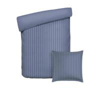 Pure Cotton Parure da letto 2 pezzi, copripiumino 140 x 200 cm e federa 63 x 63 cm - 100% raso di cotone a righe tessute Dobby, 80 fili/cm², 120 GSM - Oeko-TEX - Dobby - Blu