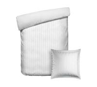 Pure Cotton Parure da letto 2 pezzi, copripiumino 140 x 200 cm e federa 63 x 63 cm, 100% raso di cotone a righe tessute Dobby, 80 fili/cm², 120 GSM-certificato Oeko-TEX-Dobby, bianco