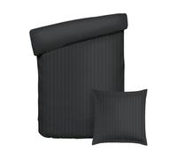Pure Cotton Parure da letto 2 pezzi, copripiumino 140 x 200 cm e federa 63 x 63 cm, 100% raso di cotone a righe tessute Dobby, 80 fili/cm², 120 GSM, Oeko-TEX, Dobby, nero