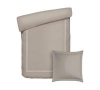 Pure Cotton Parure da letto 2 pezzi, copripiumino 140 x 200 cm e federa 63 x 63 cm, 100% raso di cotone, 80 fili/cm², 120 GSM, certificato Oeko-TEX, Silhouette, tortora