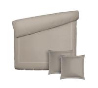 Pure Cotton Parure da letto 3 pezzi per 2 persone, copripiumino 200 x 220 cm, 2 federe 80 x 80 cm, 100% raso di cotone, 80 fili/cm², 120 GSM, certificato Oeko-TEX, Silhouette, tortora