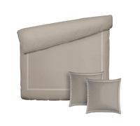 Pure Cotton Parure da letto 3 pezzi per 2 persone, copripiumino 200 x 220 cm, 2 federe 80 x 80 cm, 100% raso di cotone, 80 fili/cm², 120 GSM, certificato Oeko-TEX, Silhouette, bianco/tortora