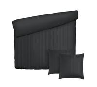 PURE COTTON Parure da letto 3 pezzi per 2 persone, copripiumino 200 x 220 cm e 2 federe 80 x 80 cm, 100% raso di cotone a righe tessute dobby, 80 fili/cm², 120 GSM, certificato OEKO-TEX, Dobby nero