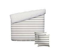 Pure Cotton Parure da letto 3 pezzi per 2 persone, copripiumino 240 x 220 cm e 2 federe 63 x 63 cm, 100% raso di cotone, 80 fili, certificato Oeko-TEX, eccume marine - tortora