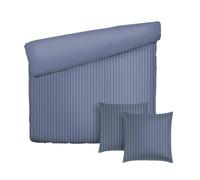 Pure Cotton Parure da letto 3 pezzi per 2 persone, copripiumino 240 x 220 cm e 2 federe 63 x 63 cm, 100% raso di cotone a righe tessute Dobby, 80 fili/cm², 120 GSM- Oeko-TEX- Dobby blu