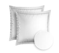 Pure Cotton Set di 2 federe da 50 x 70 cm, 100% raso di cotone biologico, densità 200, 120 g/m², facili da stirare, morbide, sicure, senza sostanze tossiche, certificate Oeko-TEX, silhouette, blu
