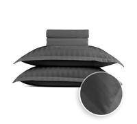 Pure Cotton Set di biancheria da letto 4 pezzi, per 2 persone, 100% raso di cotone, 200 fili, 120 g/m², Oeko-TEX, lenzuolo da 230 x 270 cm, lenzuolo con angoli 150 x 200 x 30 cm, 2 federe da 50 x 80