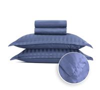 Pure Cotton Set di biancheria da letto 4 pezzi, per 2 persone, 100% raso di cotone, 200 fili, 120 g/m², Oeko-TEX, lenzuolo da 240 x 300 cm, lenzuolo con angoli 180 x 200 x 30 cm, 2 federe da 50 x 80