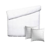 Pure Cotton Set matrimoniale da 3 pezzi: copripiumino da 200 x 220 cm e 2 federe da 80 x 80 cm, 100% raso di cotone a 200 fili, 120 g/m², certificato Oeko-TEX, colore: Bianco/Tortora