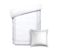 Pure Cotton Set singolo da 2 pezzi: copripiumino da 135 x 200 cm e federa da 80 x 80 cm, 100% raso di cotone a 200 fili, 120 g/m², certificazione Oeko-TEX - Céleste grigio/bianco