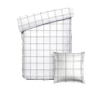 Pure Cotton Set singolo da 2 pezzi: copripiumino da 135 x 200 cm e federa da 80 x 80 cm, 100% raso di cotone a 200 fili, 120 g/m², certificazione Oeko-TEX, Eleonore, tortora