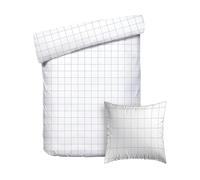 Pure Cotton Set singolo da 2 pezzi: copripiumino da 135 x 200 cm e federa da 80 x 80 cm, 100% raso di cotone a 200 fili, 120 g/m², certificazione Oeko-TEX, colore: Bianco/Tortora