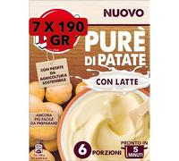 Purè di Patate con Latte, 7 Confezioni da 190 gr | Pronto in 5 Minuti, Agricoltura Sostenibile, Facile da Preparare, Con Latte, Nuovo