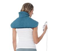 Pure Enrichment PureRelief Neck and Shoulder Heating Pad (Turquoise Blue) - Fast-Heating Technology with Magnetic Neck Closure, 4 Heat Settings, Moist Heat Therapy Option and Convenient Storage Bag