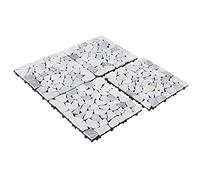 PURE ERA - Piastrelle per pavimenti in marmo, 30,5 x 30,5 cm ad incastro per interni ed esterni, pietre naturali, installazione facile e veloce, 4 m² (4, fette grigio e bianco)