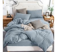 PURE ERA Set copripiumino in jersey lavorato a maglia, 100% cotone, super | 100% cotone, maglietta morbida, traspirante, tasca profonda, adatta a materassi fino a 50,8 cm di profondità