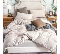 PURE ERA Set copripiumino in jersey lavorato a maglia, 100% cotone, super morbido, confortevole, 3 pezzi, con chiusura a cerniera (beige melange, king size)