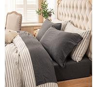 PURE ERA Set di lenzuola in jersey lavorato a maglia, in 100% cotone mélange, super morbide, comode, traspiranti, per materassi fino a 50,8 cm con tasca extra profonda (grigio scuro antracite, king
