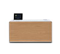 Pure Evoke Home - Wood Edition, All-in-One-Musiksystem in Baumwollweiß mit Kirschholzgrill