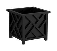 Pure Garden Fioriera quadrata - Contenitore a reticolo nero per fiori e piante, include inserto inferiore, vaso da esterno, giardino, patio e portico, in polipropilene, 14,75 cm