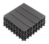 Pure Garden - Set di 6 piastrelle per pavimenti in legno/plastica ad incastro per pavimenti esterni, 5,8 metri quadrati di Pure Garden (grigio Woodgrain)