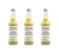 Pure Ginger Green - zenzero biologico peruviano di alta qualità con limone e menta - senza zucchero e additivi artificiali 100% biologico (DE-ÖKO-005), 3 x 250 ml