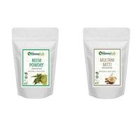 Pure Herbal Multani Mitti (Fuller's Earth) con Neem per impacchettare viso, cura della pelle, pulizia profonda dei pori, maschera viso naturale e luminosa, confezione da 2 pezzi da 200 g