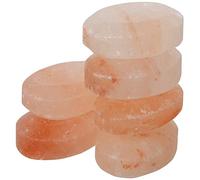 Pure Himalayan Salt Works Flat Oval Massage Stone, Pink Crystal Hand-carved Stone for Massage Therapy, Deodorant and Salt and Sugar Scrubs (Pack of 6)