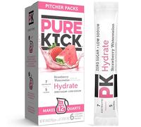 Pure Kick Brocca per idratazione, fragola, anguria, include 6 pacchetti, 1 scatola, per un totale di 12 litri