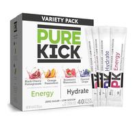 PURE KICK Energy and Hydrate Singles To Go Drink Mix Variety Pack, Black Cherry Granate, Orange Passion Fruit, Strawberry Anguria e Concord Grape, 40 pezzi (confezione da 1)