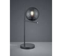 PURE LAMPADA DA TAVOLO METALLO COLORE ANTRACITE CON SFERA FUME' H. 52CM 1 LUCE ATTACCO E14