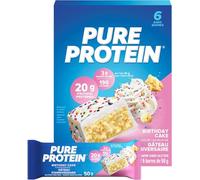 Pure Protein Barrette ad Alto Contenuto Proteico, Snack Senza Glutine e a Basso Contenuto di Zuccheri, Supporto all’Allenamento, Torta di Compleanno, 6 Barrette (50 g ciascuna)