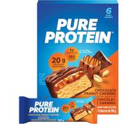 Pure Protein Barrette Proteiche - Cioccolato, Arachidi e Caramello | 20g di Proteine, Solo 3g di Zucchero, 190 Calorie | Senza Glutine, Basso Contenuto di Zuccheri | Confezione da 6