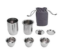 Pure Ti Travel Tea Set, Double Layer Insulated Modern Portable Kung Fu Gongfu Tea Set 300 ML Lightweight Durable Brewing Tea On The Go For Office Camping Travel Gift