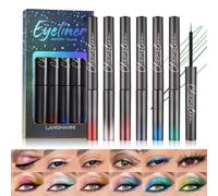 Pure Vie Eyeliner Colorati, Set di Eyeliner Liquido Waterproof, 6color Matita Ombretto Liquido Occhi Eyeliner Marrone Bianco Verde Rosso, Eyeliner Gel Penna Matitone Occhi Waterproof Lunga Durata