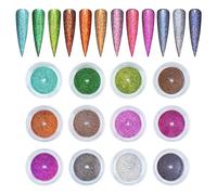Pure Vie Glitter per Unghie, 8Colori Brillantini Unghie Decorazioni Polvere Unghie Effetto Cromo Perla Glitter Make Up per Viso Corpo Capelli Nail Art Pittura, Festa Festival Musicale